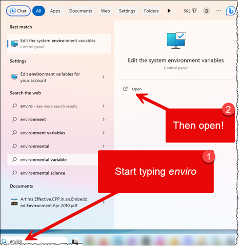 How to change environment variables, step 1