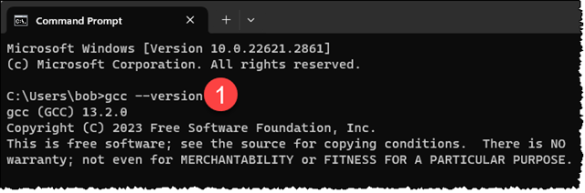 Result from gcc --version in a Command Prompt