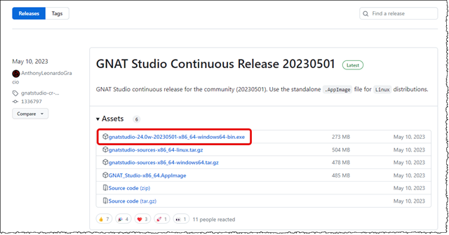 How to locate the GNAT Studio package for Windows