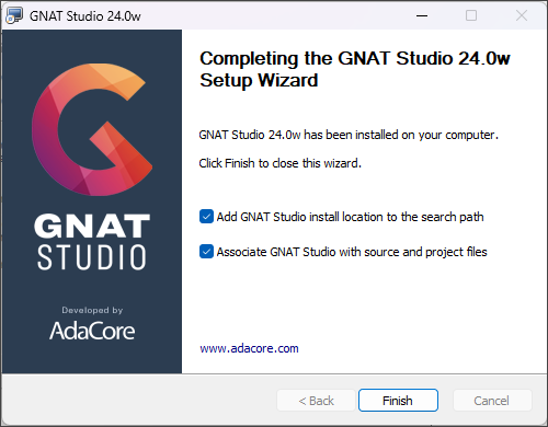 Final step in GNAT Studio Install Wizard