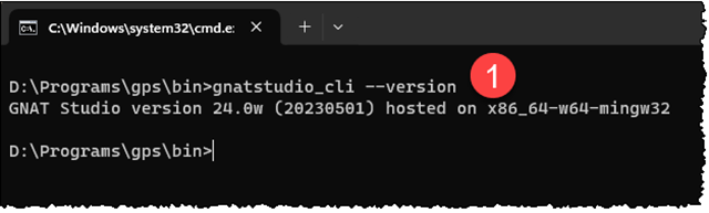 Result from gnatstudio_cli --version in a Command Prompt